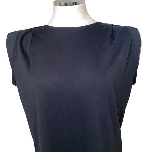 Express Cap Sleeve Pleated Collar Sleeve Pullover Dress size Small Black - Picture 2 of 7